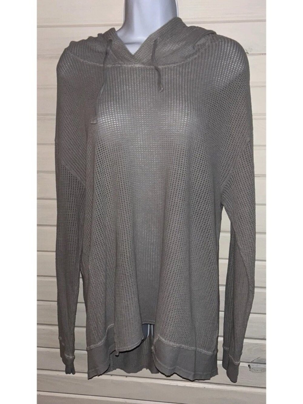XCVI Wearables Sz LARGE Mesh Sidel Hoodie Women's Gray Cotton Lyocell EUC